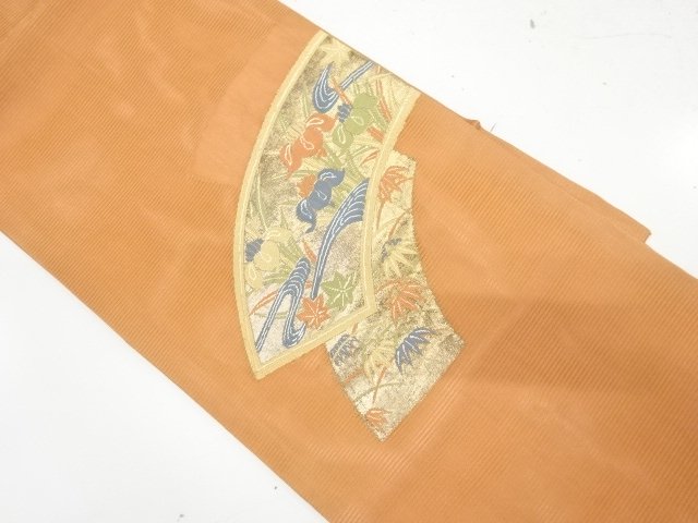 JAPANESE KIMONO / NAGOYA OBI FOR SUMMER / WOVEN TATSUTA RIVER & BAMBOO GRASS